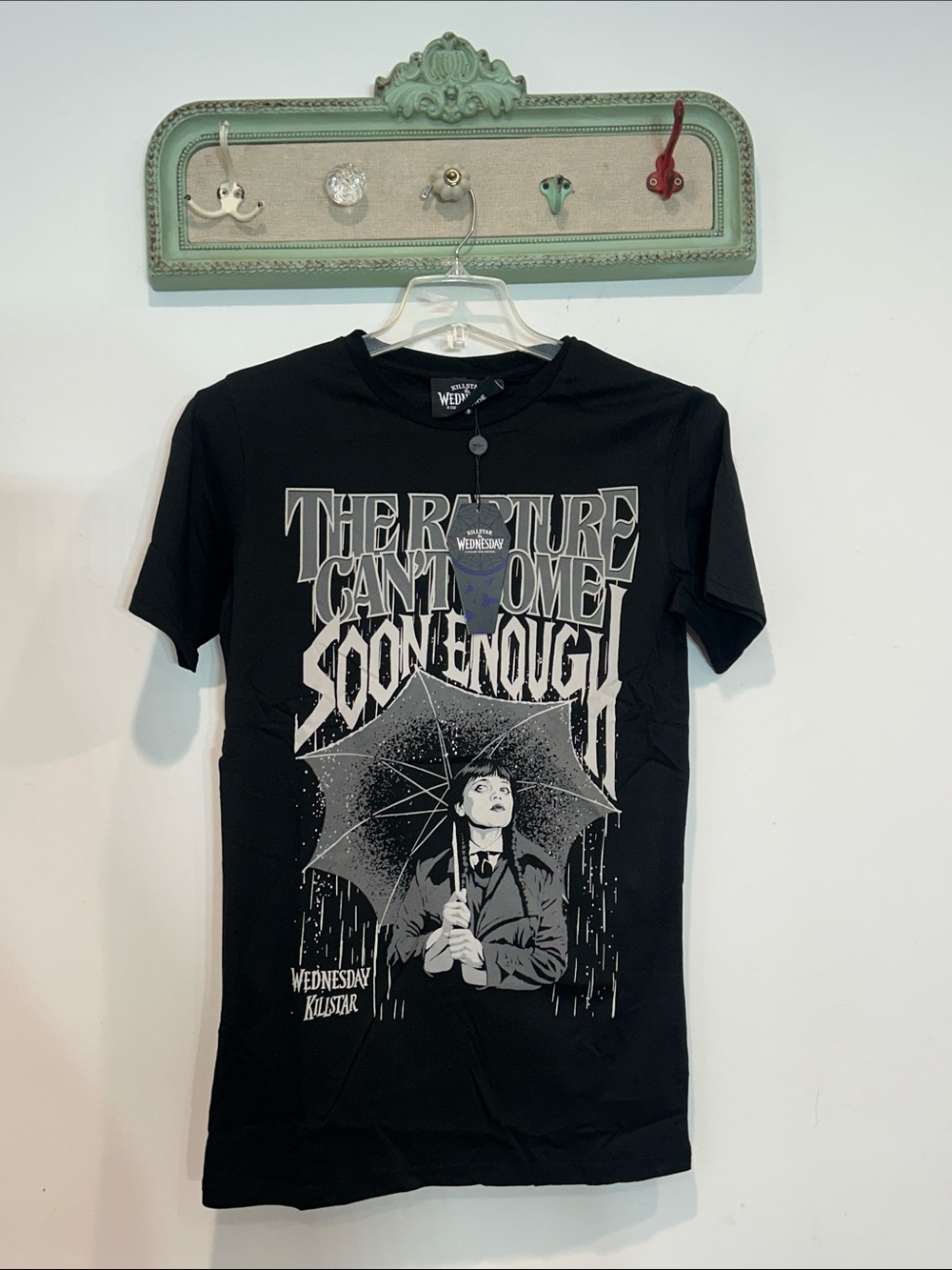 Killstar Black Short-Sleeve Wednesday Addams Tee 'The Rapture' oversized XS new